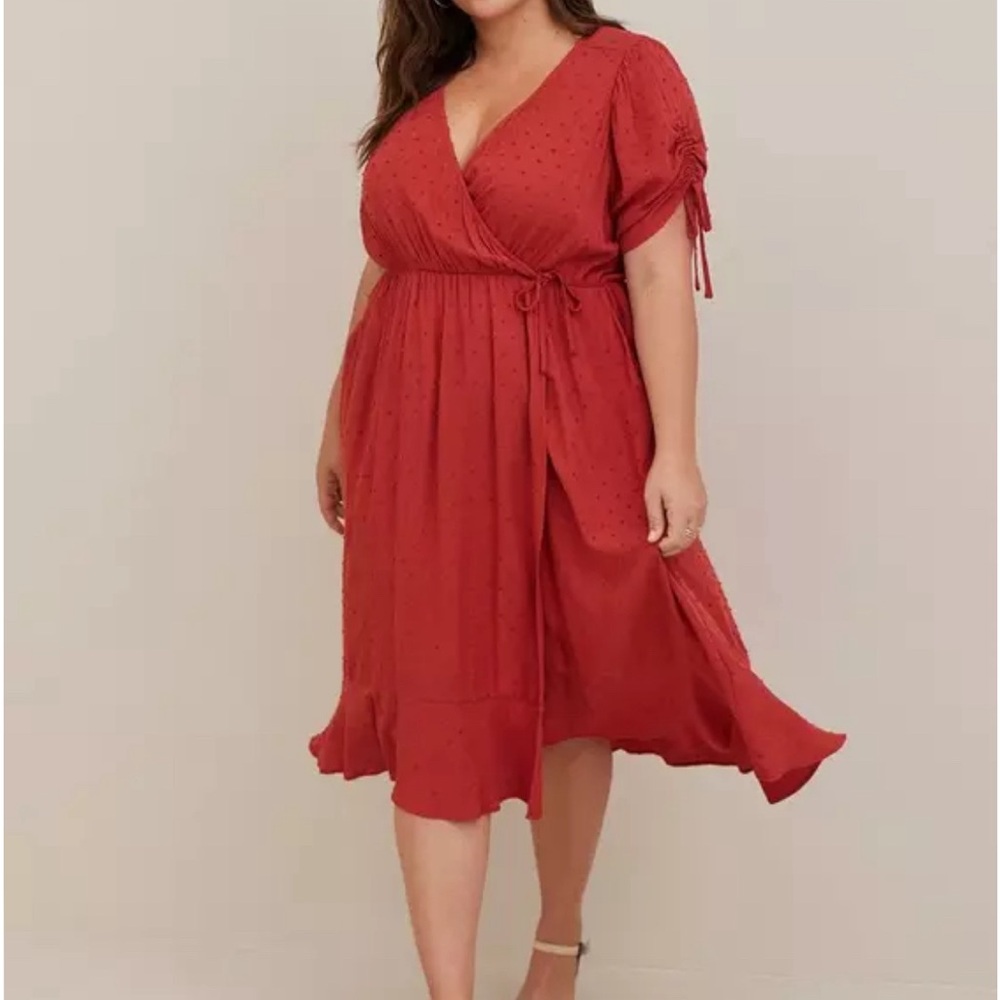 Torrid Midi Swiss Rayon Surplice Dress
